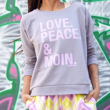 goldmarie Sweatshirt LOVE PEACE MOIN lilac-lavendel